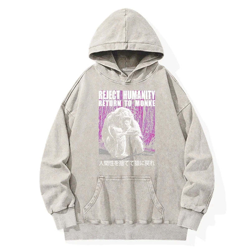Tokyo-Tiger Reject Humanity Return To Monkey Washed Hoodie