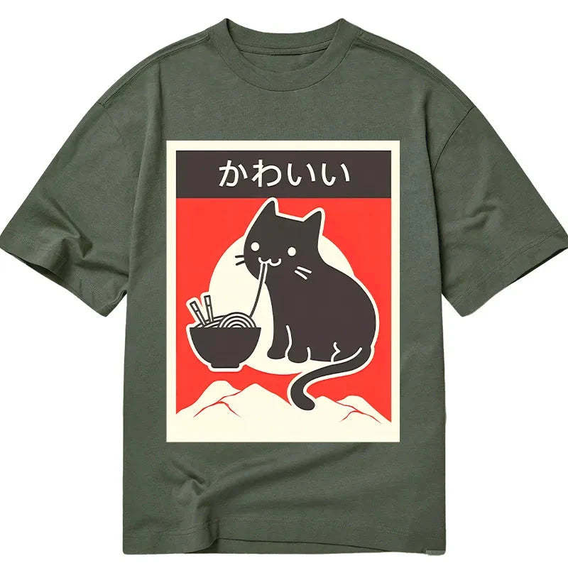 Tokyo-Tiger "Kawaii" Vintage Style Japenese Ramen Cat Classic T-Shirt-tokyo-tiger