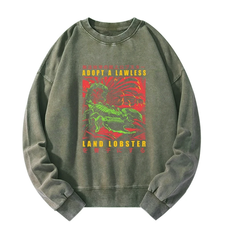 Tokyo-Tiger Adopting A Land Lobster Japanese Washed Sweatshirt