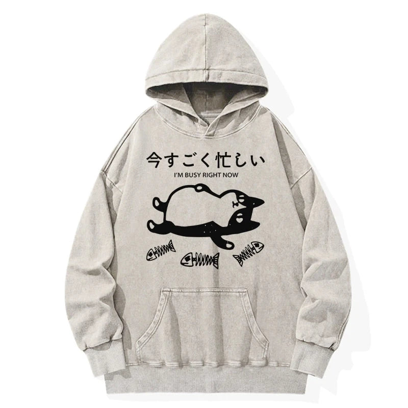 Tokyo-Tiger I'm Busy Right Now Washed Hoodie