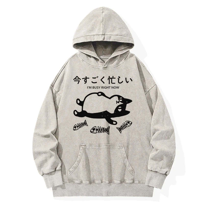 Tokyo-Tiger I'm Busy Right Now Washed Hoodie