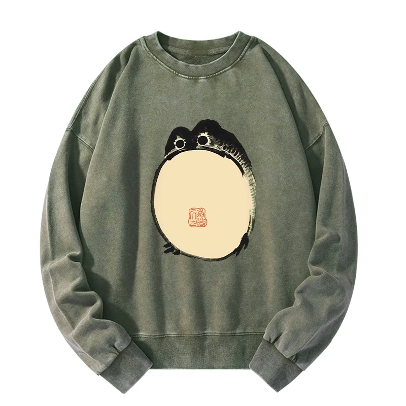 Tokyo-Tiger Grumpy Frog Japanese Washed Sweatshirt
