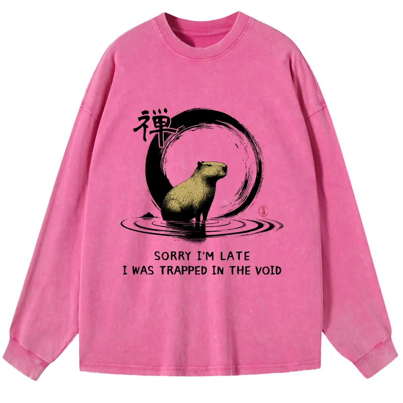Tokyo-Tiger Zen Capybara Was Trapped In The Void Washed Long Sleeve T-Shirt