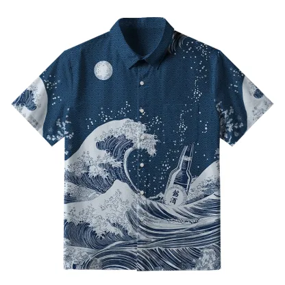 Tokyo-Tiger The Great Wave Off Beer Button-up Shirt