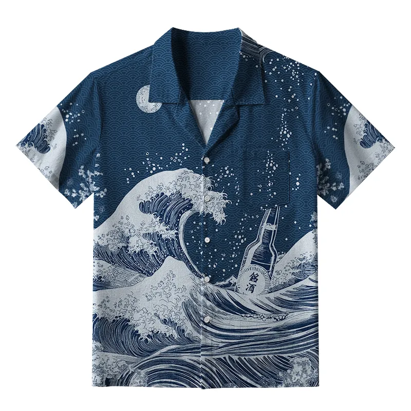 Tokyo-Tiger The Great Wave Off Beer Aloha Hawaiian Shirt Sale