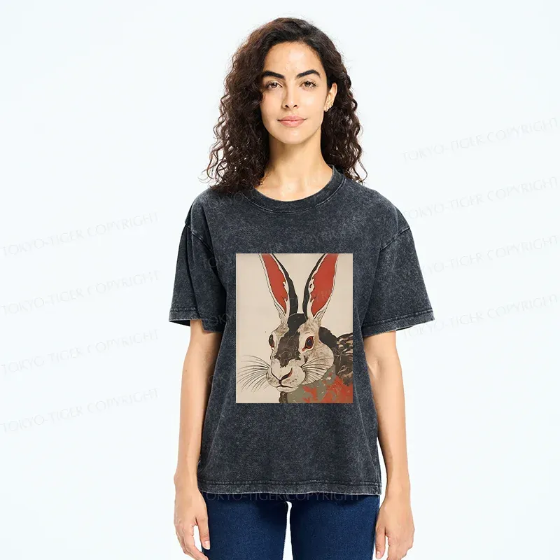 Tokyo-Tiger Vintage Japanese Rabbit Washed T-Shirt
