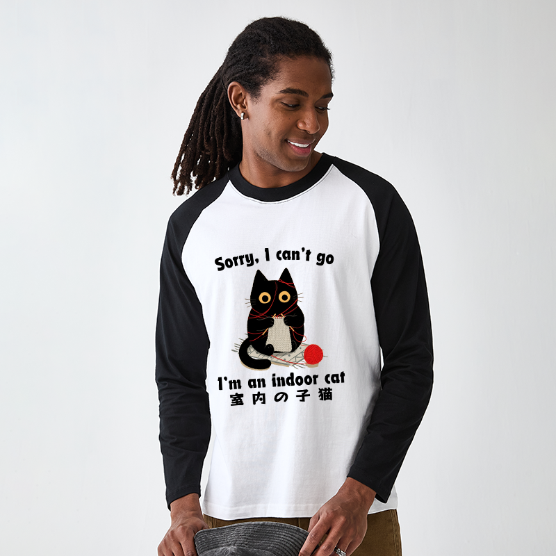 Tokyo-Tiger Indoor Cat Meme Raglan Long Sleeve T-shirt