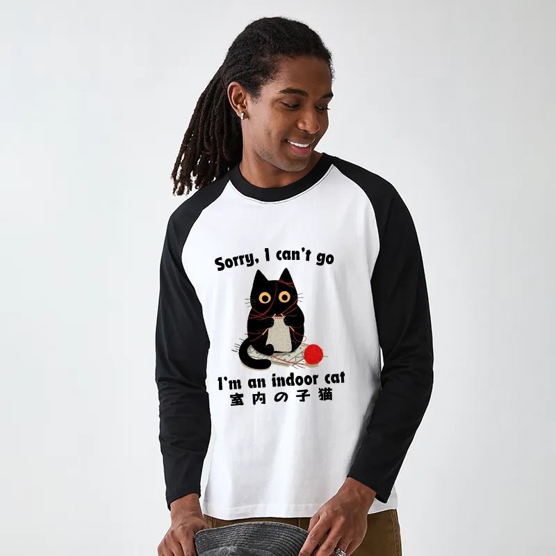 Tokyo-Tiger Indoor Cat Meme Raglan Long Sleeve T-shirt