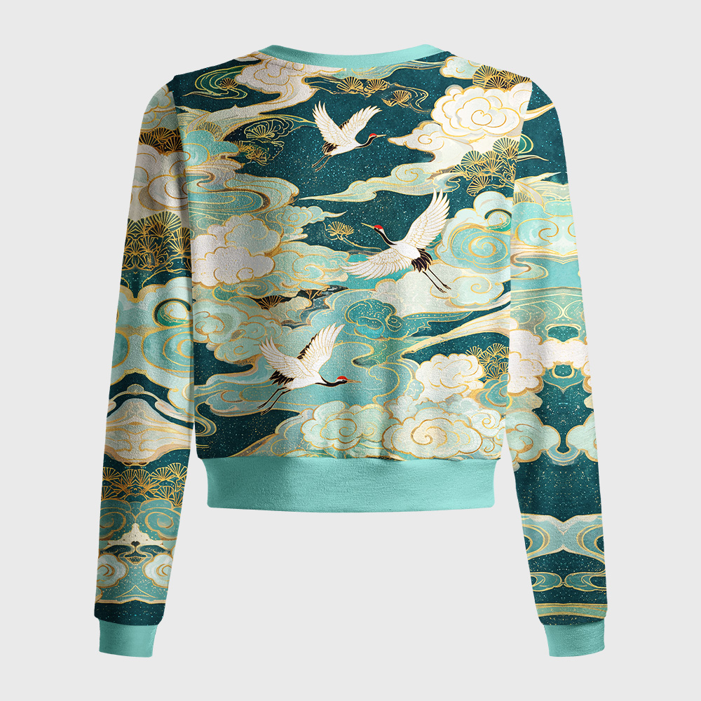 Tokyo-Tiger Soaring Cranes Gilded Clouds Women's Lightweight Cardigan