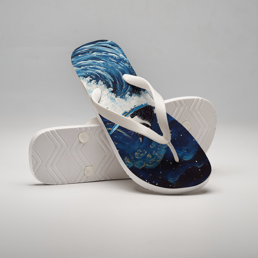 Tokyo-Tiger The Great Wave Off Cat Flip Flops