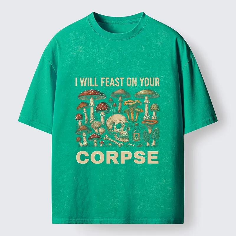 Tokyo‑Tiger Funny Mushroom Skull Washed T‑Shirt
