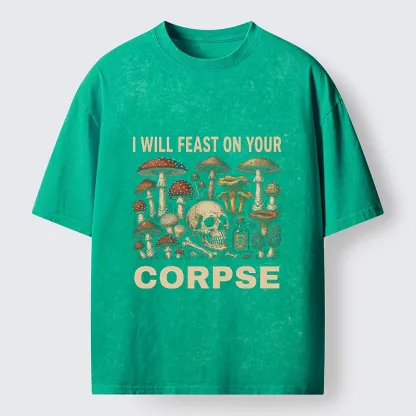 Tokyo‑Tiger Funny Mushroom Skull Washed T‑Shirt