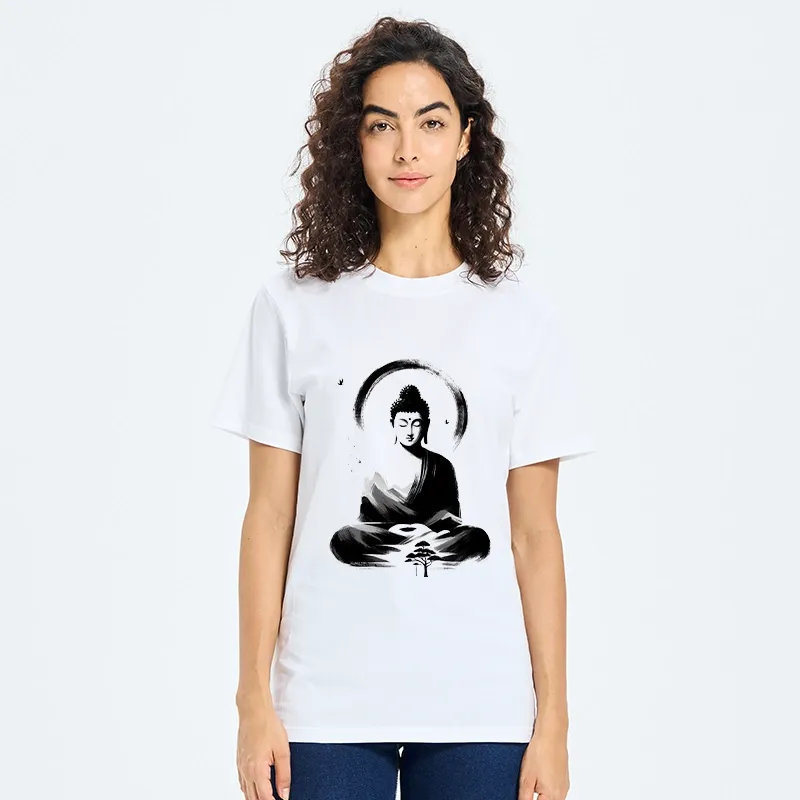 Tokyo-Tiger Serene Mountain Buddha Zen Art Classic T-Shirt