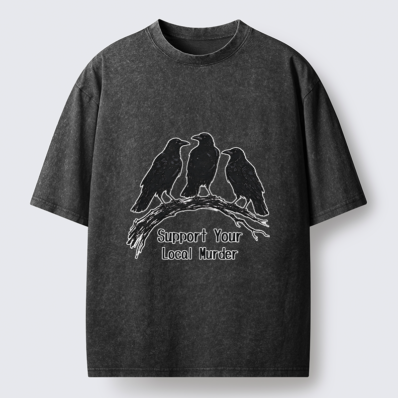 Tokyo-Tiger Crow Group Funny Meme Washed T-Shirt
