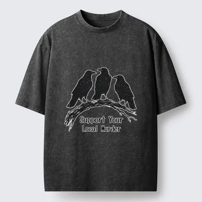 Tokyo-Tiger Crow Group Funny Meme Washed T-Shirt