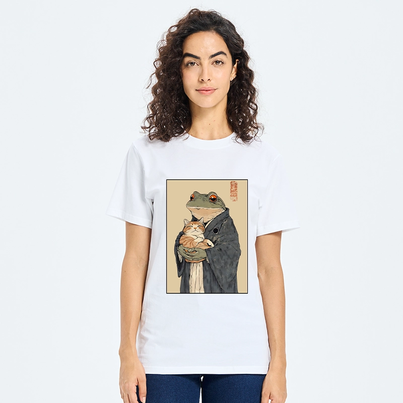 Tokyo-Tiger Frog Holds Sleepy Cat Classic T-Shirt
