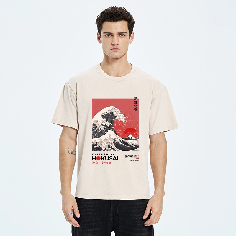 Tokyo-Tiger Mount Fuji Beneath the Wave Washed T-Shirt