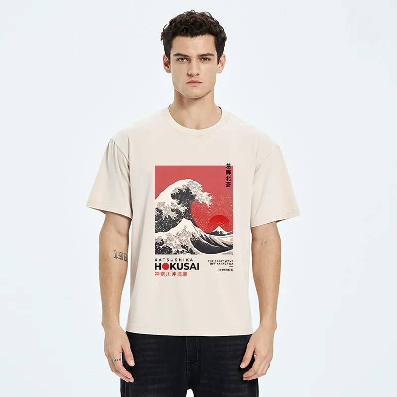 Tokyo-Tiger Mount Fuji Beneath the Wave Washed T-Shirt
