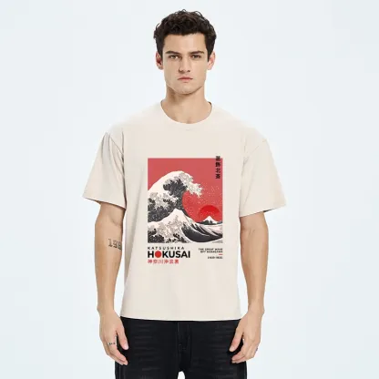 Tokyo-Tiger Mount Fuji Beneath the Wave Washed T-Shirt