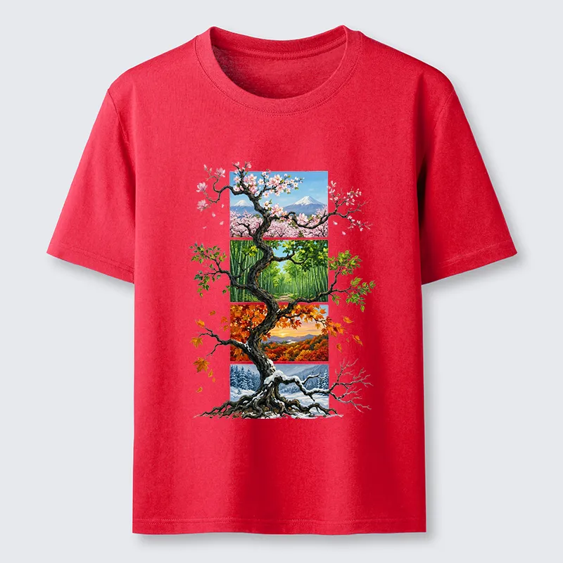 Tokyo-Tiger Nature Four Seasons Tree Art Classic T-Shirt