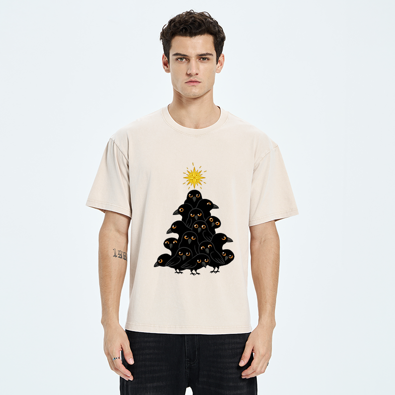 Tokyo-Tiger Crow Christmas Tree Washed T-Shirt