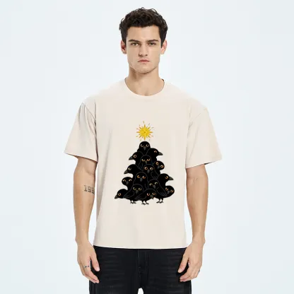 Tokyo-Tiger Crow Christmas Tree Washed T-Shirt