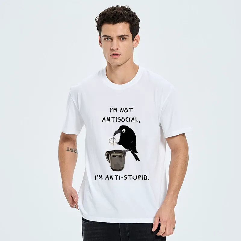 Tokyo-Tiger Cool Crow Sips Calm Coffee Alone Classic T-Shirt