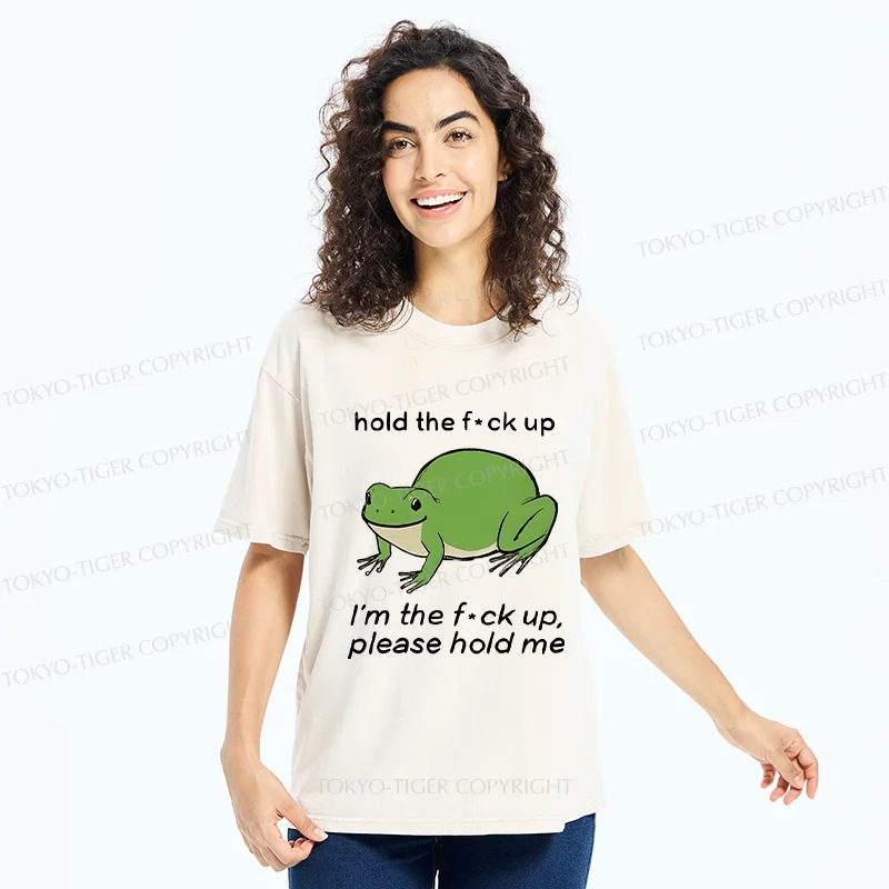 Tokyo-Tiger Bloated Frog Funny Washed T-Shirt