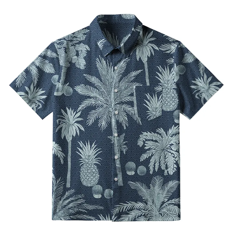 Tokyo-Tiger Tropical Pineapple And Palm Button-up Shirt Sale