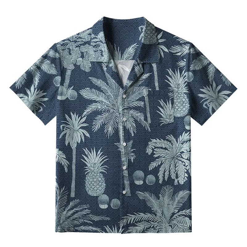 Tokyo-Tiger Tropical Pineapple And Palm Aloha Hawaiian Shirt Sale