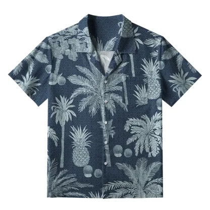 Tokyo-Tiger Tropical Pineapple And Palm Aloha Hawaiian Shirt