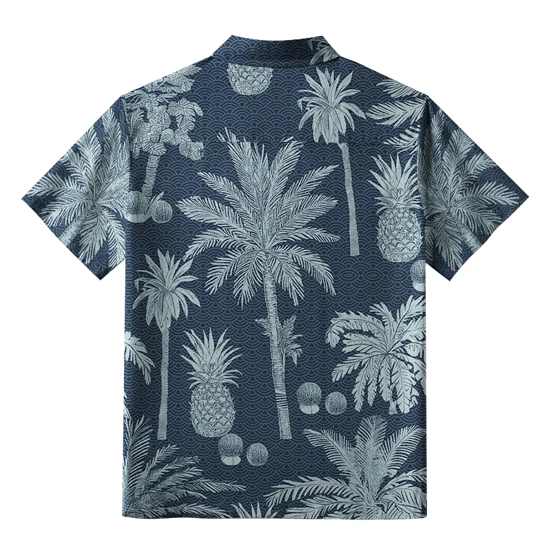 Tokyo-Tiger Tropical Pineapple And Palm Button-up Shirt