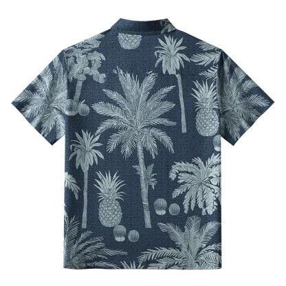 Tokyo-Tiger Tropical Pineapple And Palm Button-up Shirt