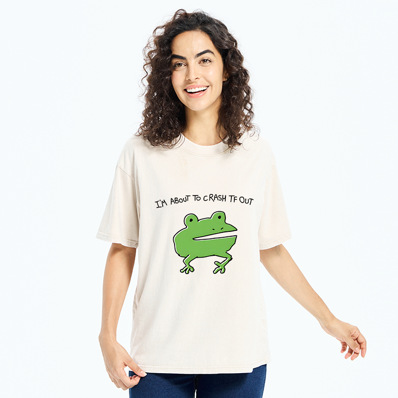 Tokyo-Tiger Very Sleepy Frog Funny Washed T-Shirt