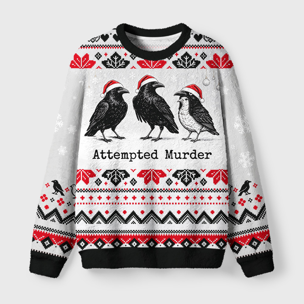 Tokyo-Tiger Attempted Murder Crows Fuzzy Christmas Ugly Sweatshirt