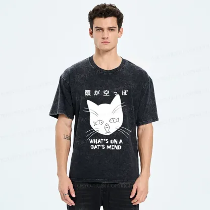 Tokyo-Tiger Silly Cat Funny Washed T-Shirt
