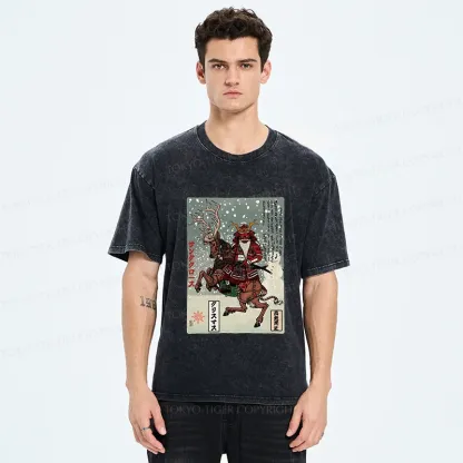 Tokyo-Tiger Ukiyo-e Santa Claus Washed T-Shirt