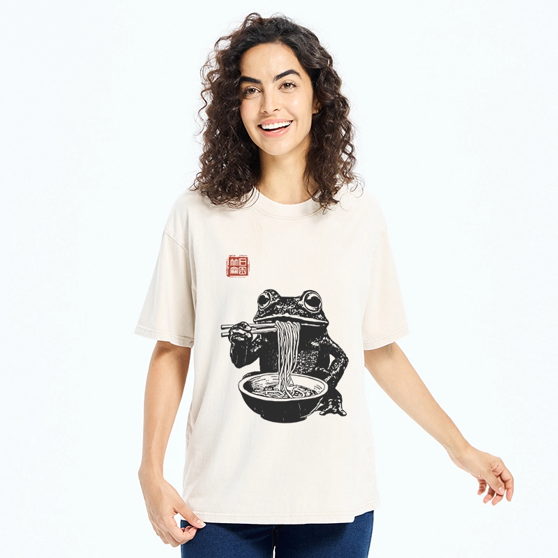 Tokyo-Tiger Noodle Time for Froggy Washed T-Shirt