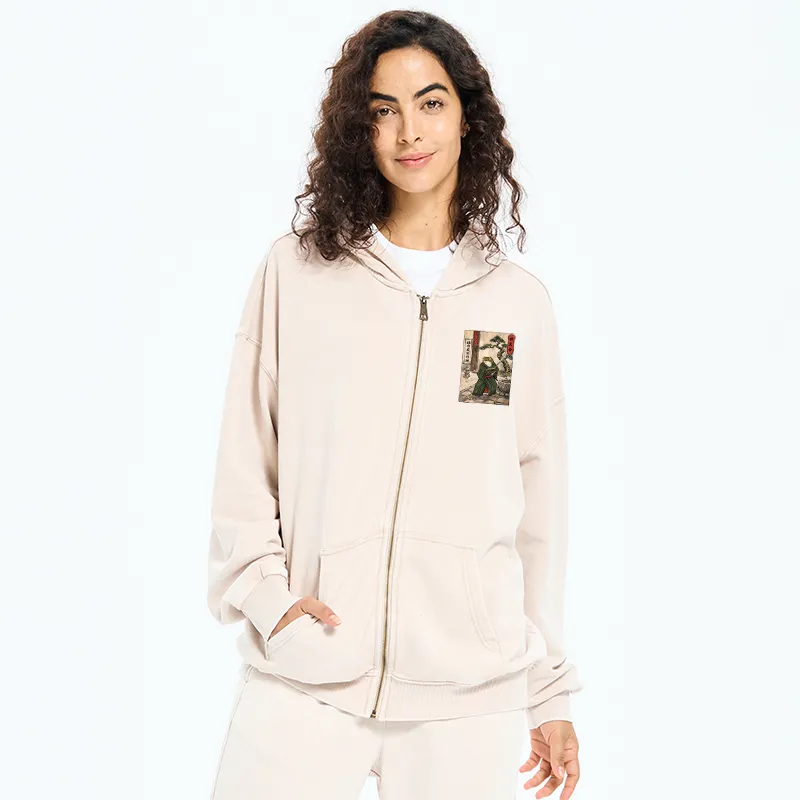 Tokyo-Tiger Samurai Frog Training Washed Zip Hoodie
