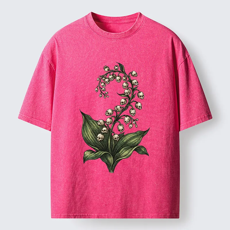 Tokyo-Tiger Skull Lily Art Washed T-Shirt