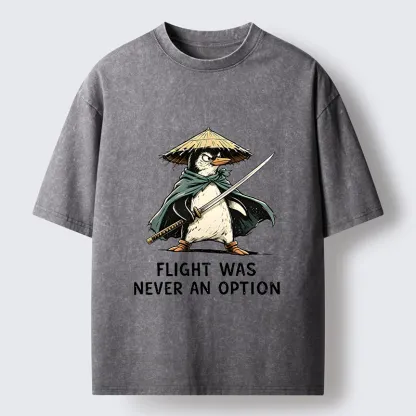 Tokyo‑Tiger Samurai Penguin Washed T‑Shirt