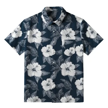 Tokyo-Tiger Floral Leaf Silhouette Button-up Shirt