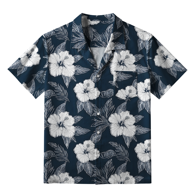 Tokyo-Tiger Floral Leaf Silhouette Aloha Hawaiian Shirt