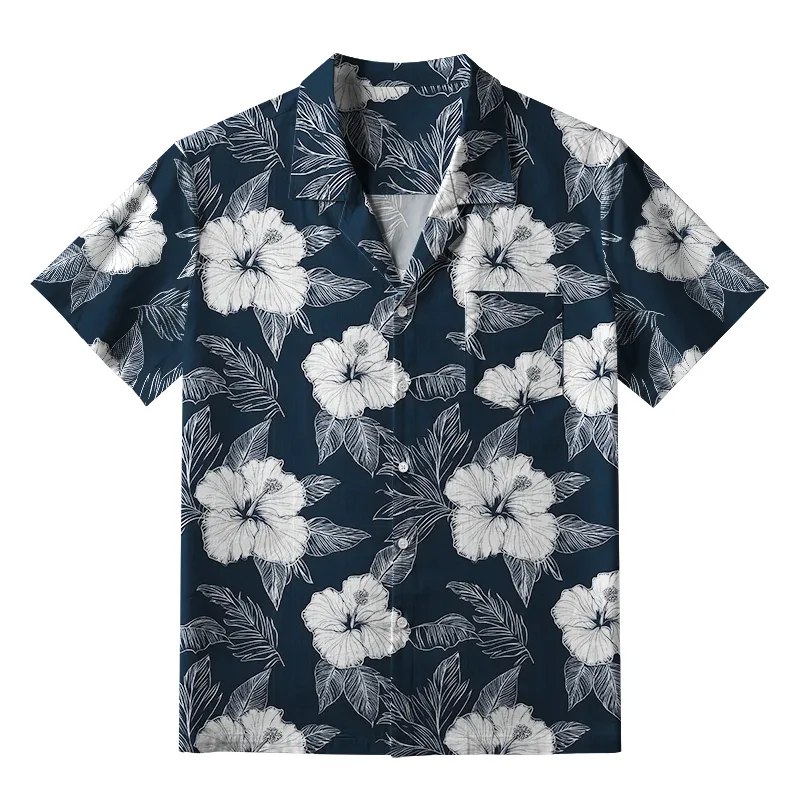 Tokyo-Tiger Floral Leaf Silhouette Aloha Hawaiian Shirt