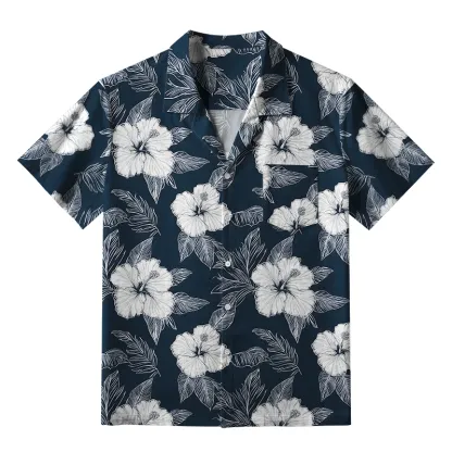 Tokyo-Tiger Floral Leaf Silhouette Aloha Hawaiian Shirt