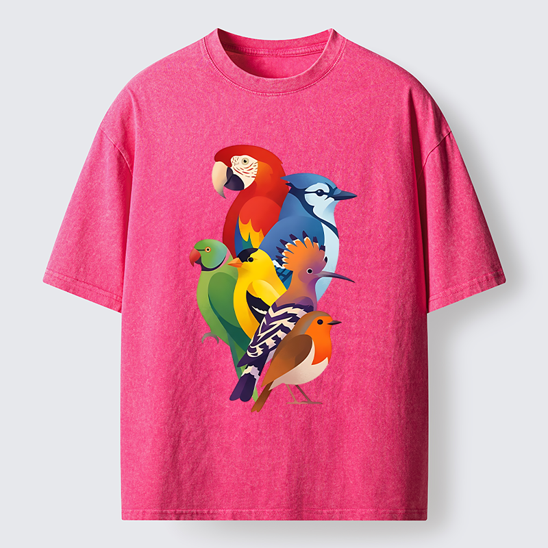 Tokyo-Tiger Colorful Bird Washed T-Shirt