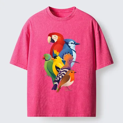 Tokyo-Tiger Colorful Bird Washed T-Shirt