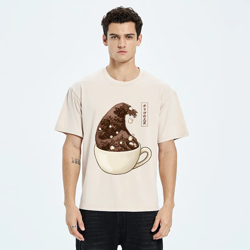 Tokyo-Tiger Coffee Wave Art Washed T-Shirt
