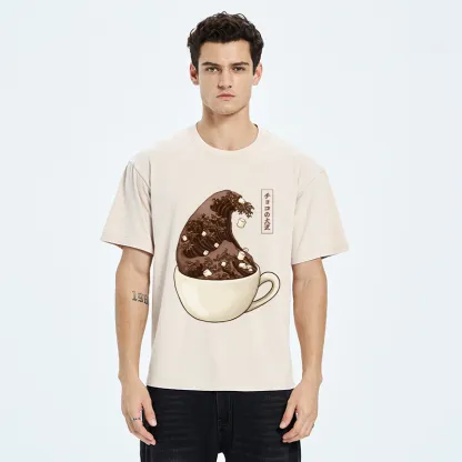 Tokyo-Tiger Coffee Wave Art Washed T-Shirt