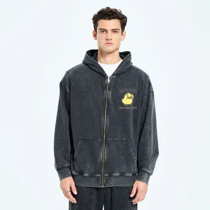 Tokyo-Tiger Funny Work Duck Washed Zip Hoodie